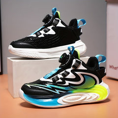 Boy's Rotating Buckle Basketball Shoes Non Slip Sneakers