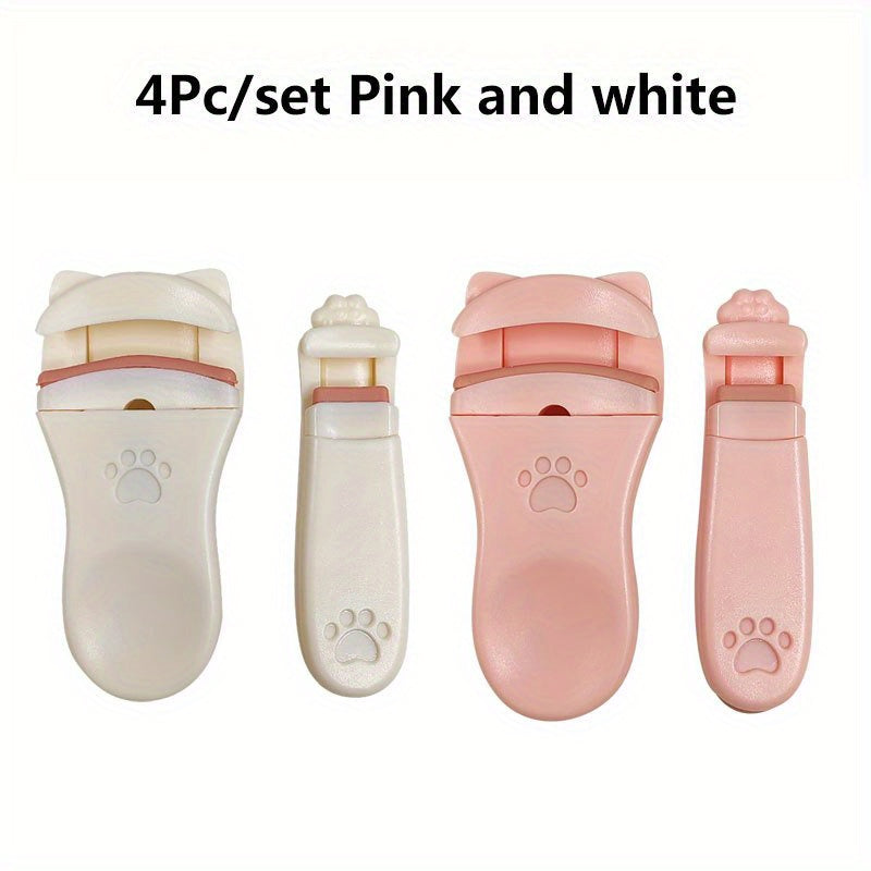 Mini Eyelash Curler Set - 4pcs Cat Claw Curler, Wide Angle Curler, Precision Cur