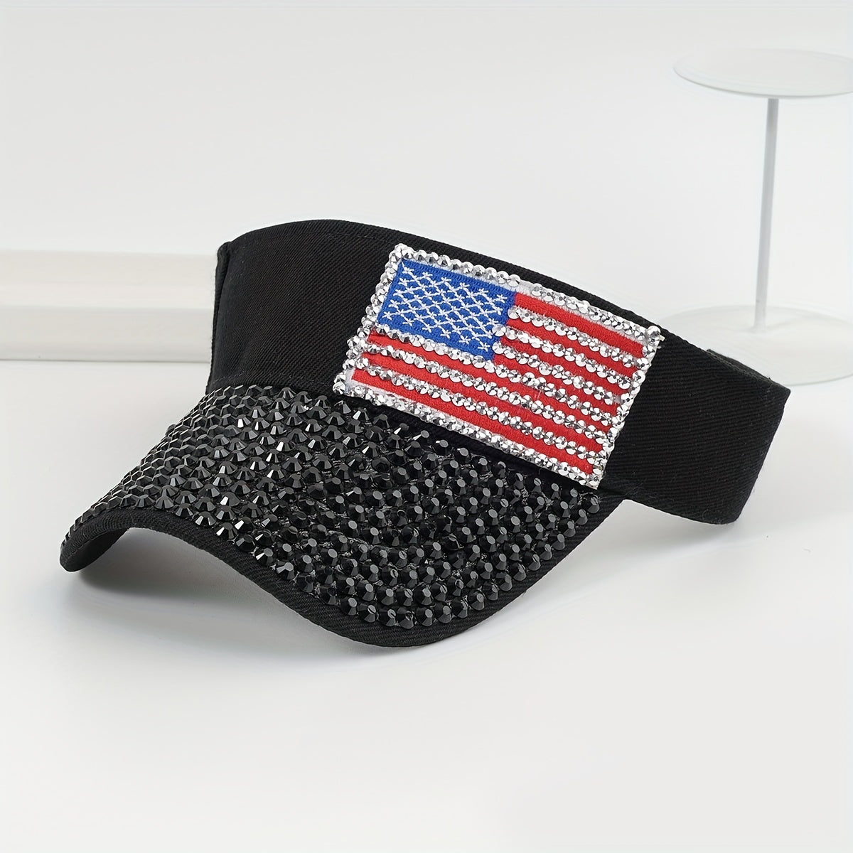 Men's Sunscreen Visor Hat With Artificial Diamond
