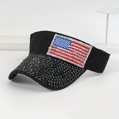 Men's Sunscreen Visor Hat With Artificial Diamond