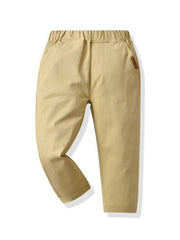 Kids Solid Elastic Waist Casual Pants