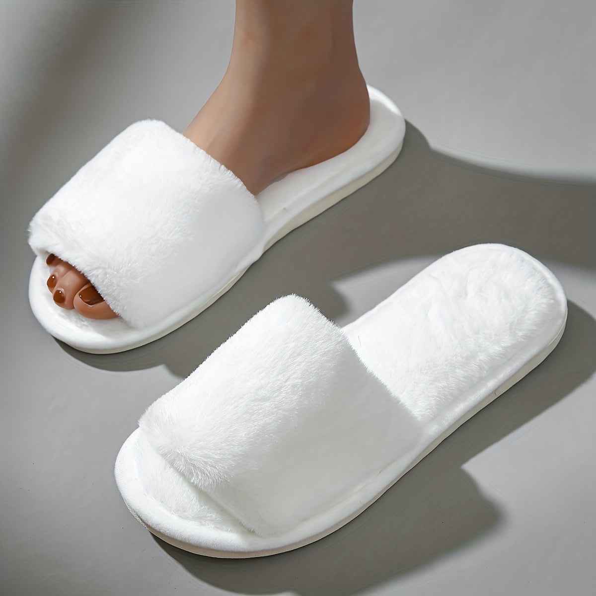 Plush Furry Fur Slippers Cozy Slip-On Lightweight Comfortable Slippers