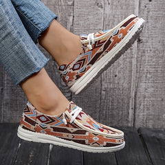 Women's Lace Up Flat Canvas Shoes Lightweight Slip On Loafers
