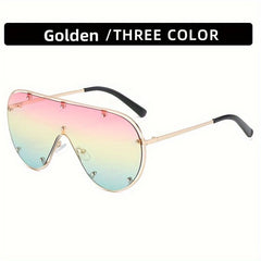 Y2K Shield Sunglasses Rivet Gradient Sun Shades UV400