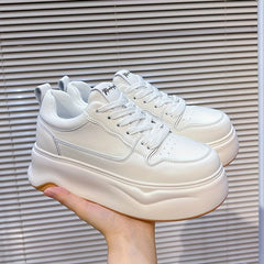 Solid Leather Skate Shoes With Thick Bottom for Women