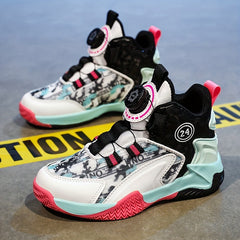 Boys' High Top BB Shoes Rotating Buckle Non Slip