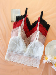 4pcs Lace Wireless Push Up Bras Breathable & Comfy Women's Lingerie
