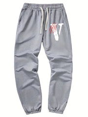 Men's Letter & Scratches Graphic Joggers Pants with Pockets