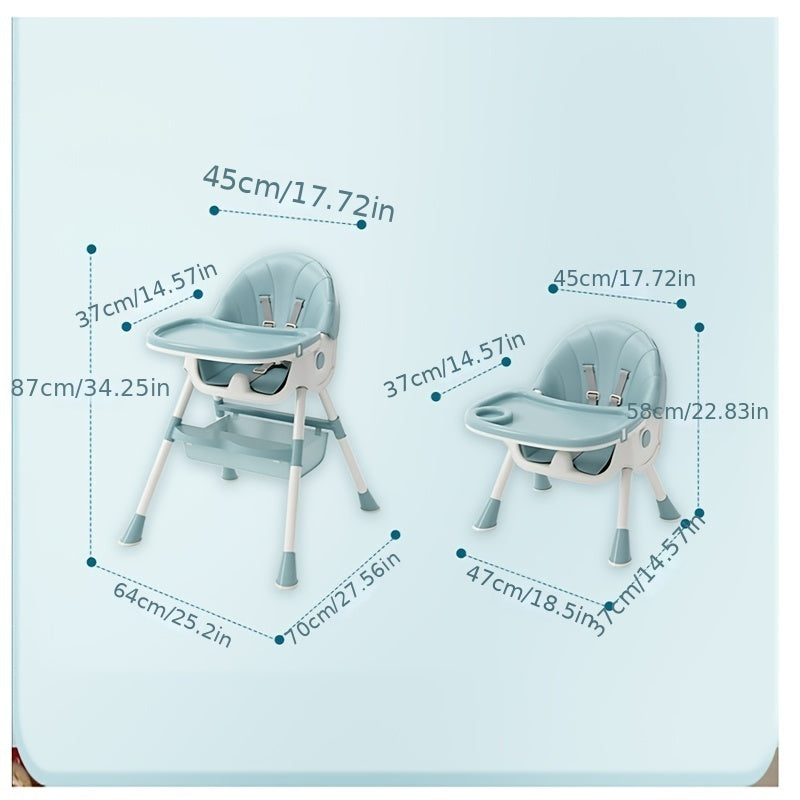 4-In-1 Baby High Chair Child Feeding Height Convertible Removable Tray