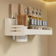 Multifunctional Kitchen Shelf with Dishcloth Rod