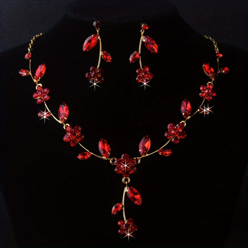 Red Bridal Jewelry Set for Weddings & Performances