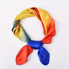 Tie Dye Gradient Bandana Vintage Square Scarf Satin Neckerchief Silk