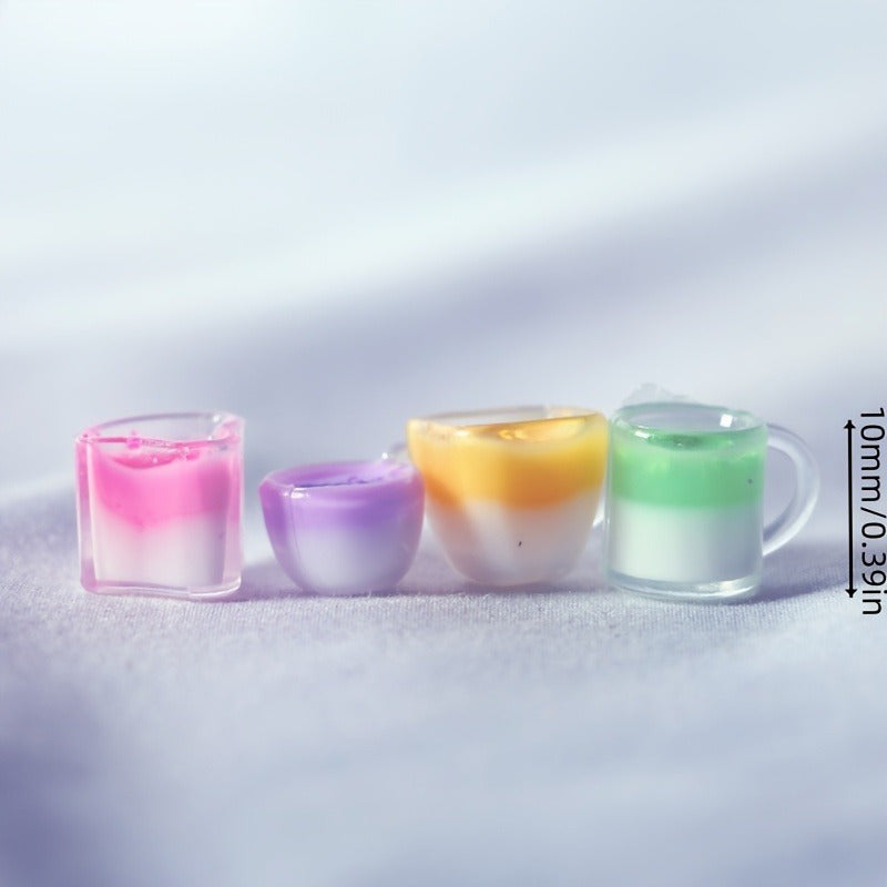 4pcs Cream Milk Teacups Food Prop Set Resin Material House Shooting Props