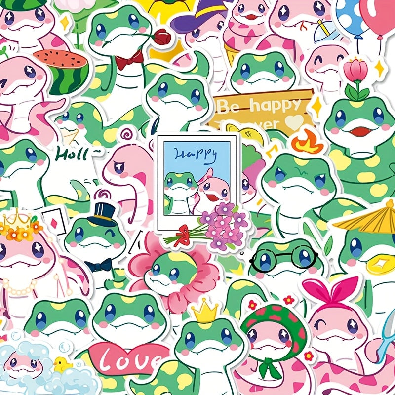 50pcs Kids Snake Cartoon Stickers Self Adhesive Decals for Desktops Party Favors