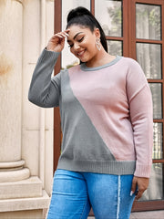 Colorblock Cut Out Pullover Sweater