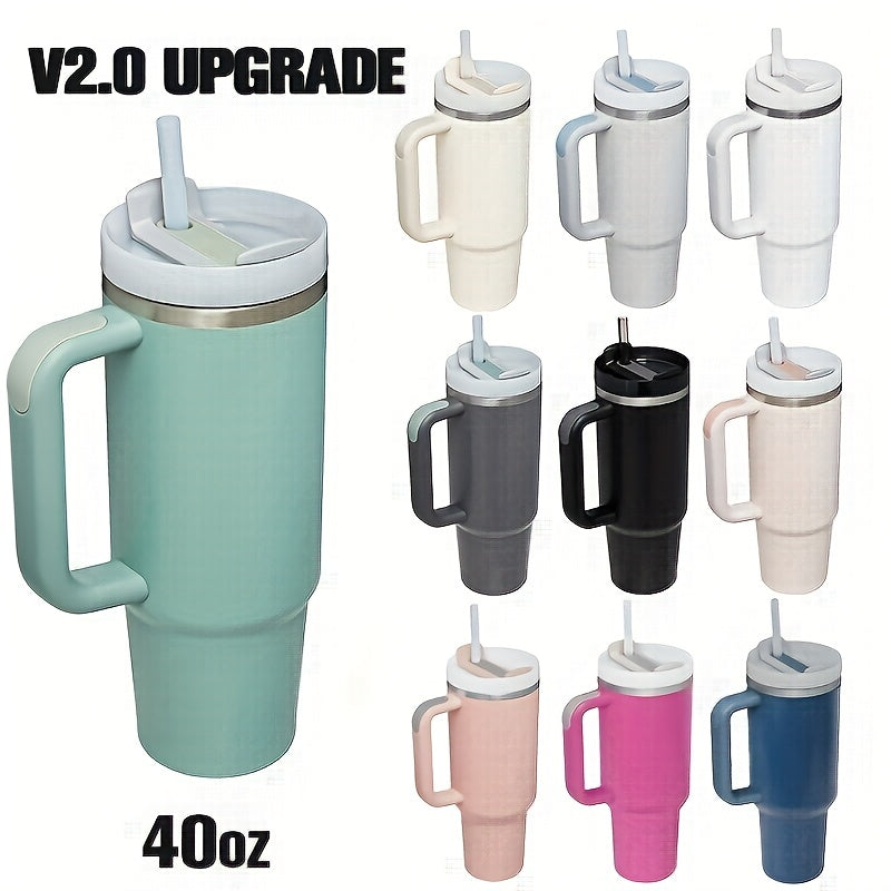 40oz Stainless Steel Water Bottle Insulated with Handle & Straw Lid