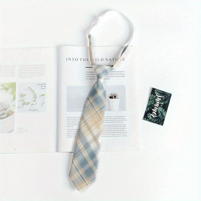 Plaid Elastic Small Tie For Cosplay School Uniform Boys