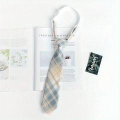 Plaid Elastic Small Tie For Cosplay School Uniform Boys