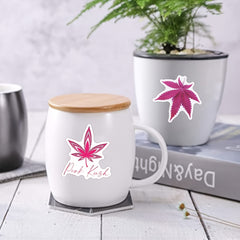 60pcs Pink Leaf & Cannabis Vinyl Stickers for Laptops Water Bottles Cars