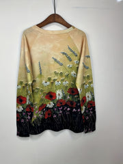 Floral Print Crew Neck Sweatshirt Long Sleeve Casual Top