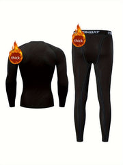 Men's Fleece Compression Shirt & Leggings Set for Fitness