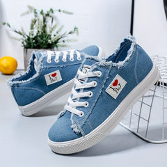 Women's Canvas Lace Up Walking Shoes Low Top Sneakers