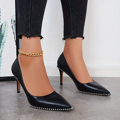 Sexy Pointed Toe High Heels Metal Beads Stiletto Heels Dress Pumps