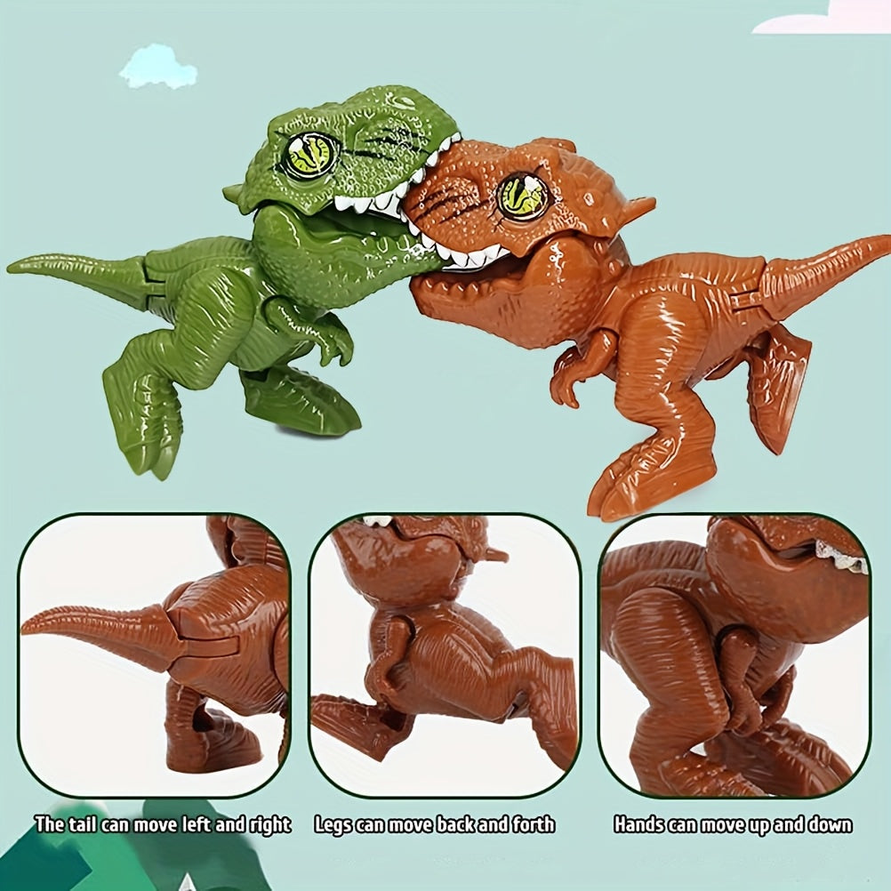 4pcs Finger Bite Dinosaur Toys Interactive Novelty Gift Gray Green