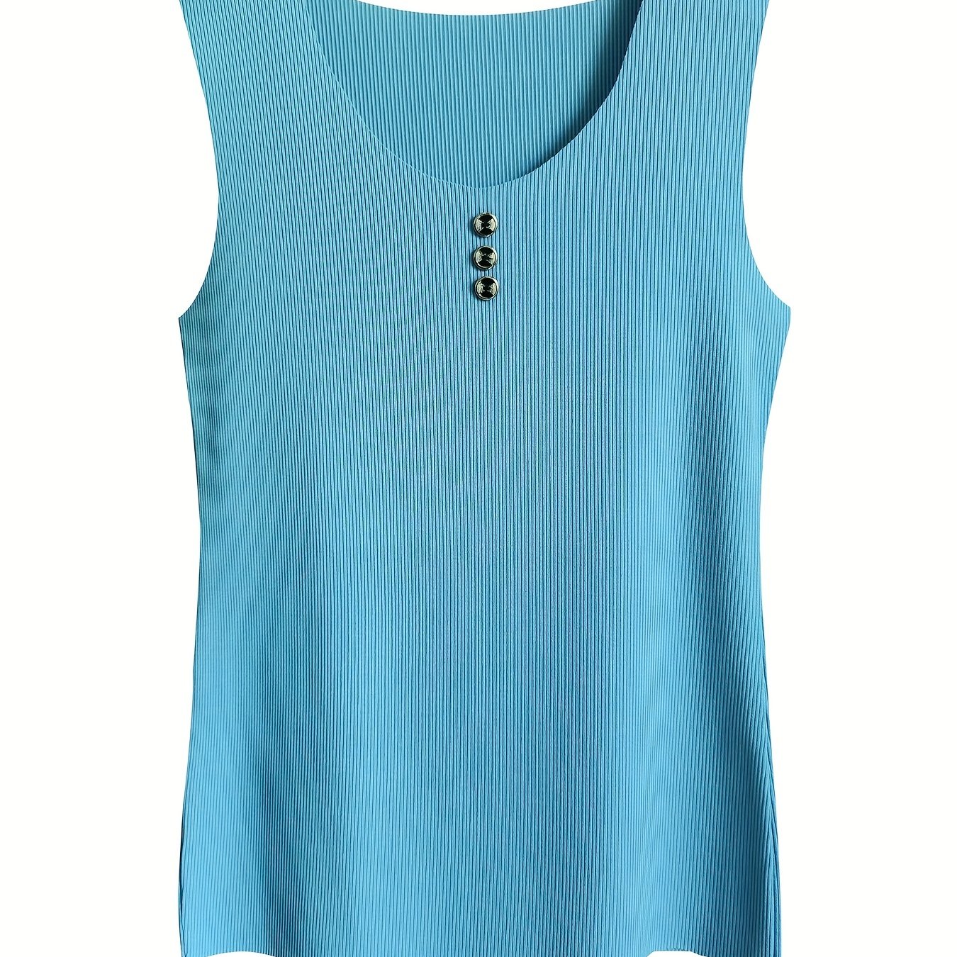 Button Front Sleeveless Tank Top Women's Summer Casual Top