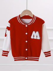 Girls' Block Embroidery Knitted Varsity Jacket