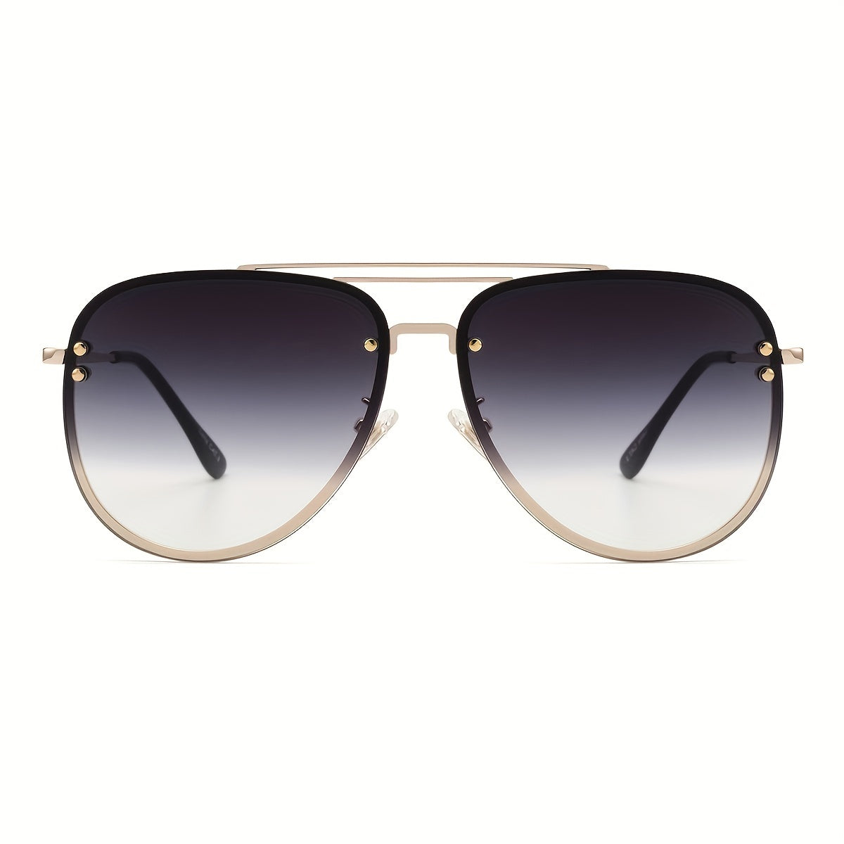 OUWEN Large Frame Sunshade Sunglasses Golden Gradient UV400 Protection