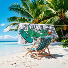 Dino Skateboard Sand Towel, Lightweight Quick Dry & Absorbent