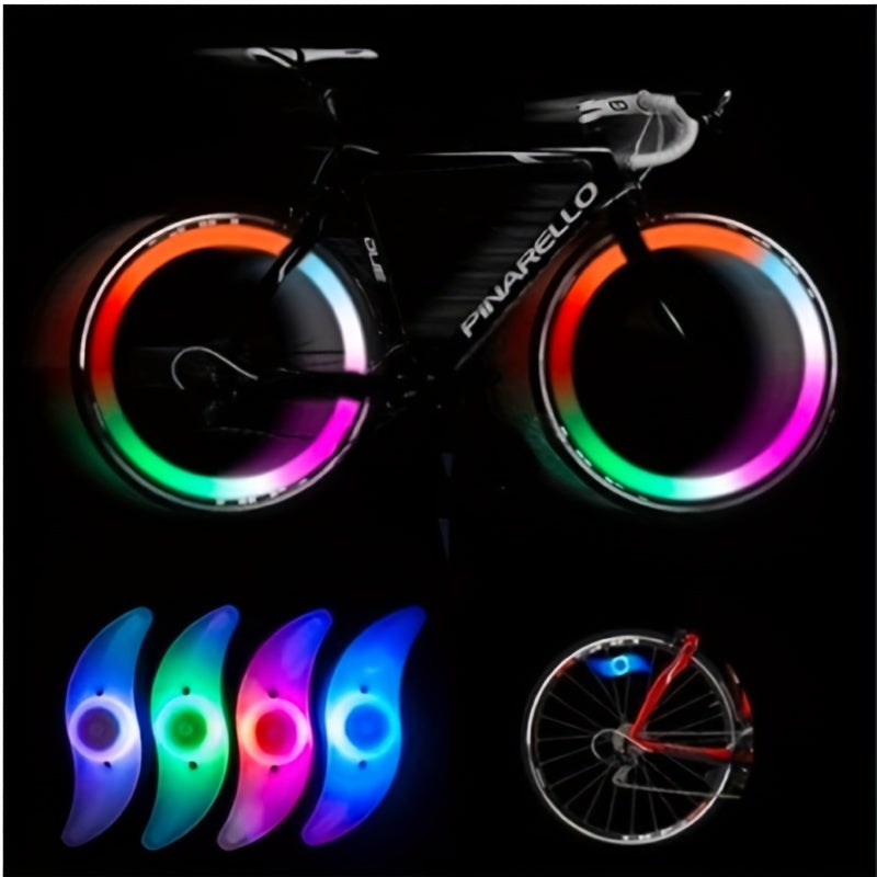 4pcs Bike Wheel Light Willow Leaf Steel Wire Night Riding Colorful Silicone