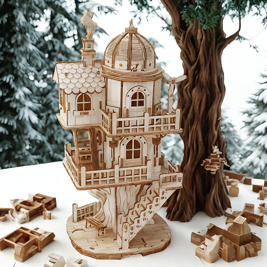 3D Wooden Treehouse Puzzle Model DIY Assembly Gift