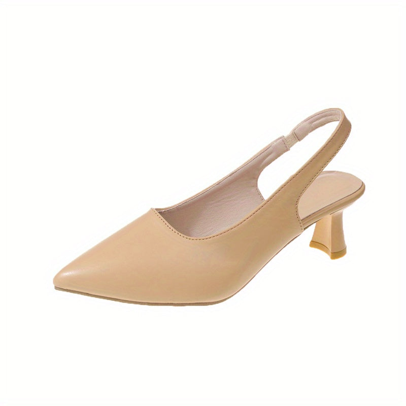 Women's Solid Mules Slip On Point Toe Cone Heel Ankle Strap Slingback Slides Sho