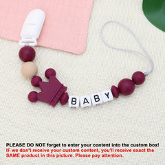 Personalized Silicone Crown Baby Pacifier Chain