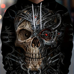 Skull 3D Print Hoodies For Men Graphic Hoodie Comfy Loose Pullover