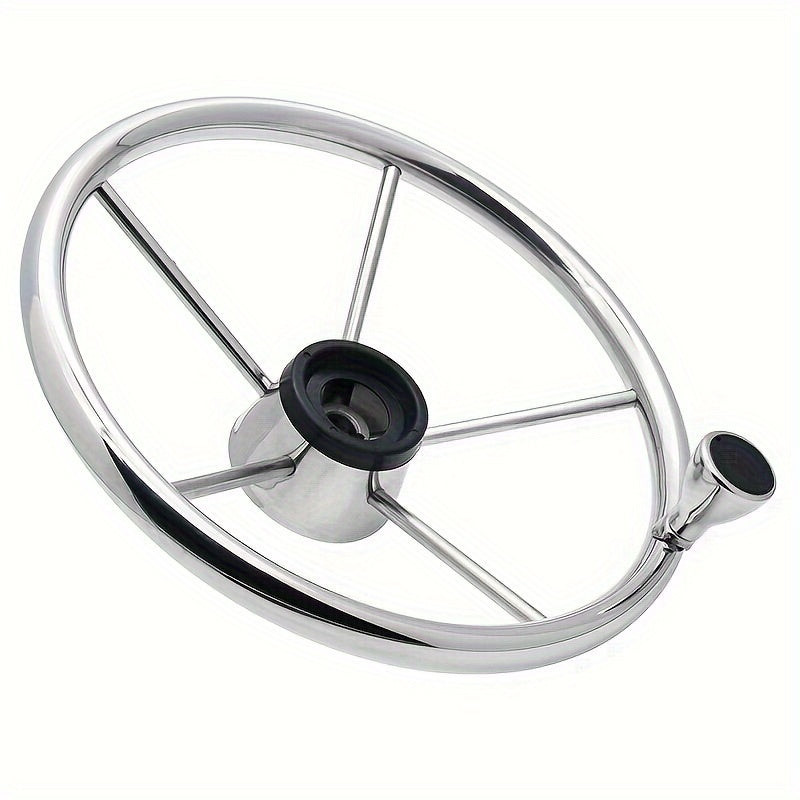 Stainless Steel Boat Steering Wheel 13 1/2in with Knob Grip