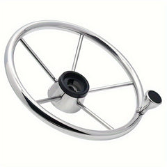Stainless Steel Boat Steering Wheel 13 1/2in with Knob Grip