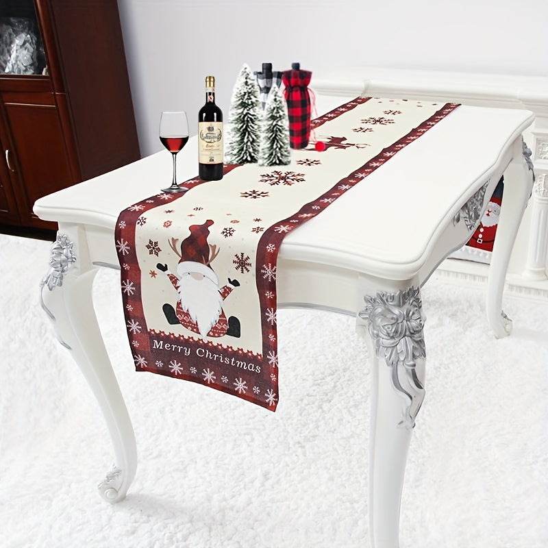 1pc Christmas Table Runner Merry Christmas Red Home Decor Polyester Table Runner