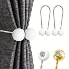 2pcs Magnetic Curtain Tiebacks Metal Ball Shape Holdbacks