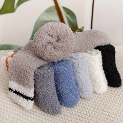6 Pairs Men's Letter Crew Socks Breathable Plush Comfy Casual Unisex Socks