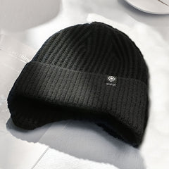 Men's Winter Knitted Hat Plus Velvet Thickened Ear Protection Beanie