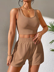 Ribbed Tank Top & Shorts Set for Vacation