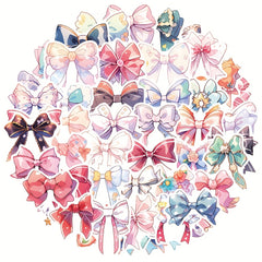 50pcs Cartoon Bow Decorative Stickers Waterproof DIY