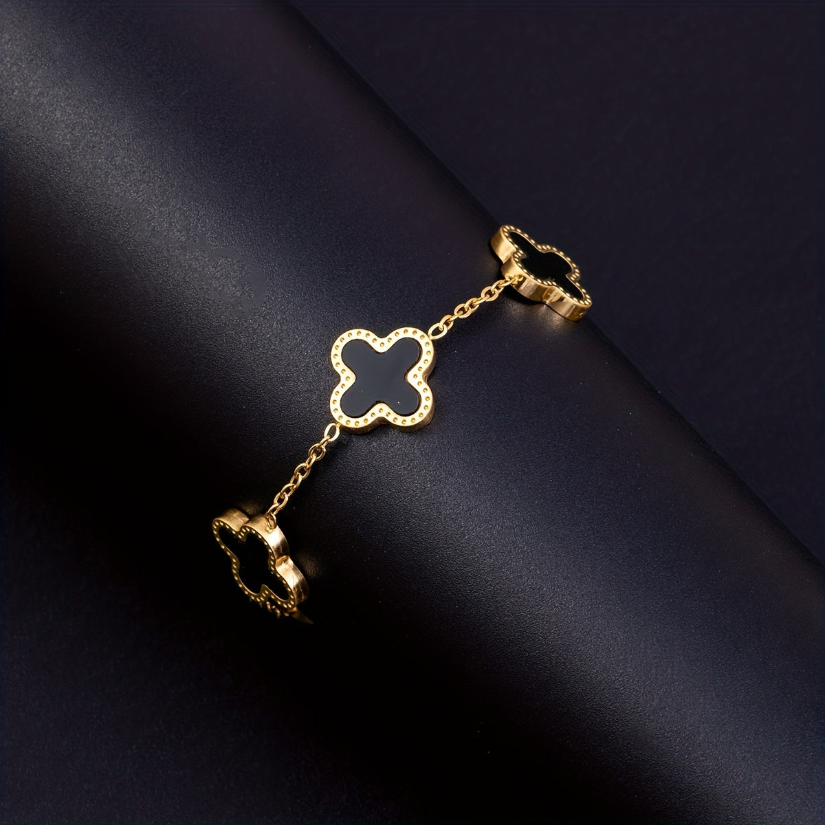 Lucky Clover Flower Pendant Necklace Gold Stainless Steel Adjustable Chain