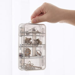 2pcs Clear Double Layer Plastic Jewelry Box Organizer Storage Container