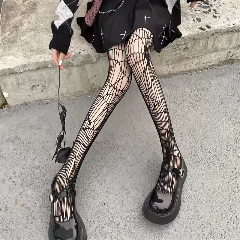Skull Fishnet Pantyhose High Waist Stockings