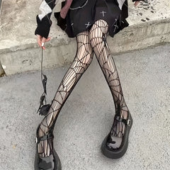 Skull Fishnet Pantyhose High Waist Stockings