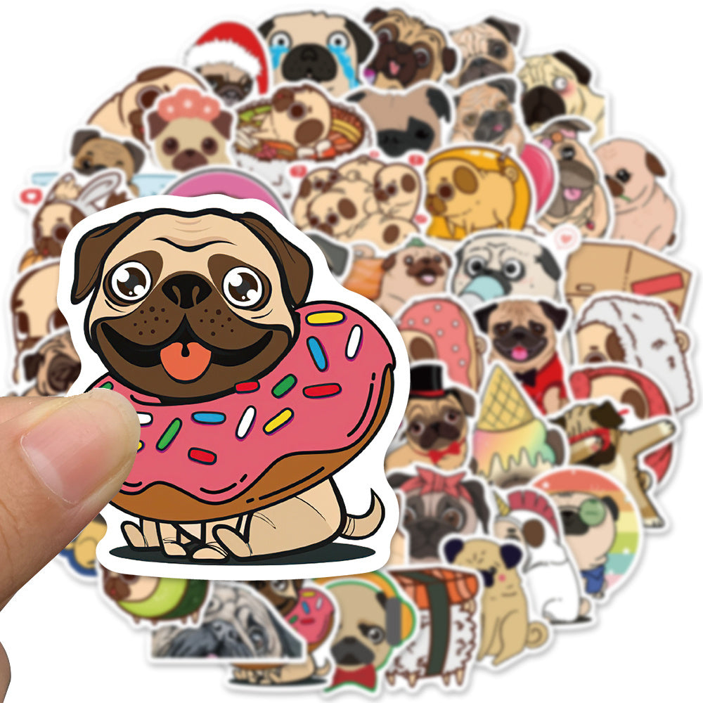 50 Cute Pug Cartoon Stickers for Decor & Crafts